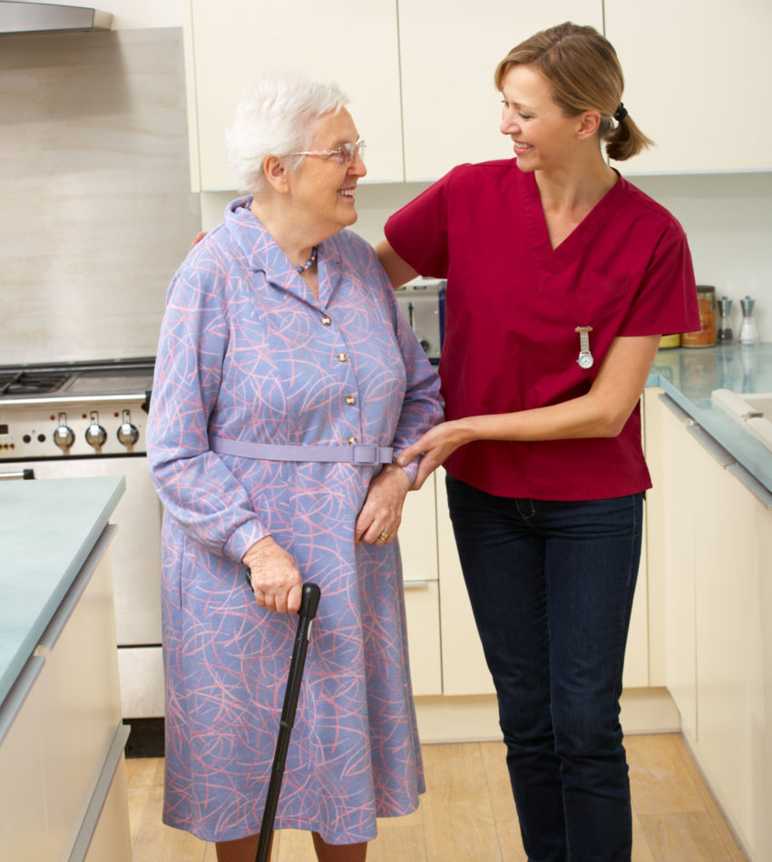 woman and senior woman talking